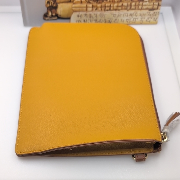 Yellow Travel Bag with Smooth Faux Leather Finish - Picture 2 of 5